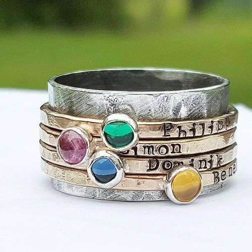 Personalized Gold Mothers Ring Mothers Ring Birthstones Etsy