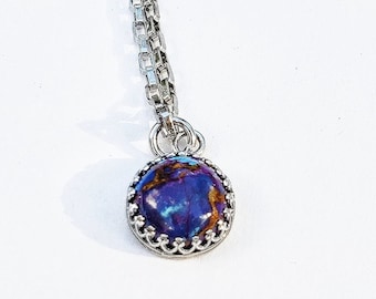 turquoise necklace, purple turquoise necklace, mohave turquoise necklace, turquoise pendant, anniversary gift, gift for her