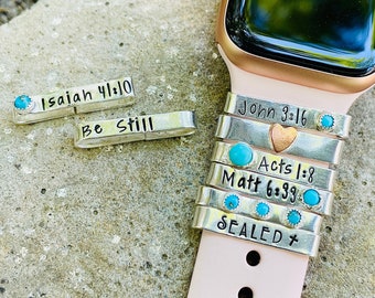 Personalized watch band charm, apple smart watch, custom watch charm, graduation gift, watch accessories, gift for her, christian jewelry