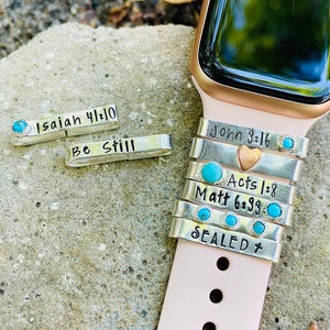 Personalized watch band charm, apple smart watch, custom watch charm, graduation gift, watch accessories, gift for her, christian jewelry