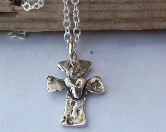 Silver Cross Necklace -Sterling silver cross- Wedding gift -Brides necklace -silver Anniversary Necklace -Faith jewelry-artisan jewelry