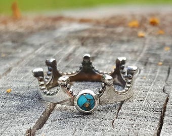 personalized princess crown ring, birthstone ring, purity ring, sterling silver, crown ring, gift for her, birthday gift, promise ring