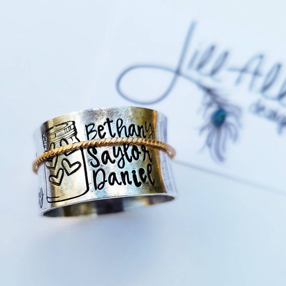 Custom hand stamped ring sterling silver personalized ring Etsy