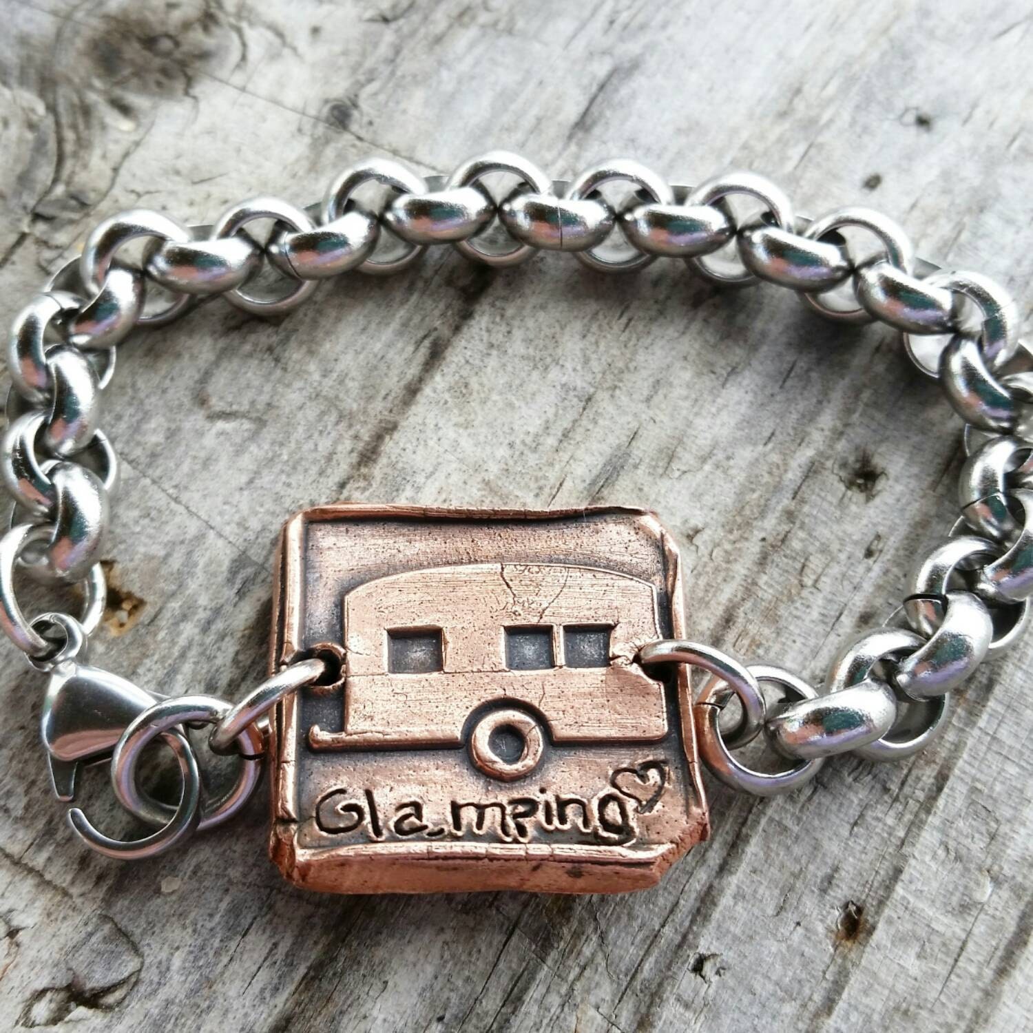 Copper glamping bracelet camping charm bracelet stainless Etsy