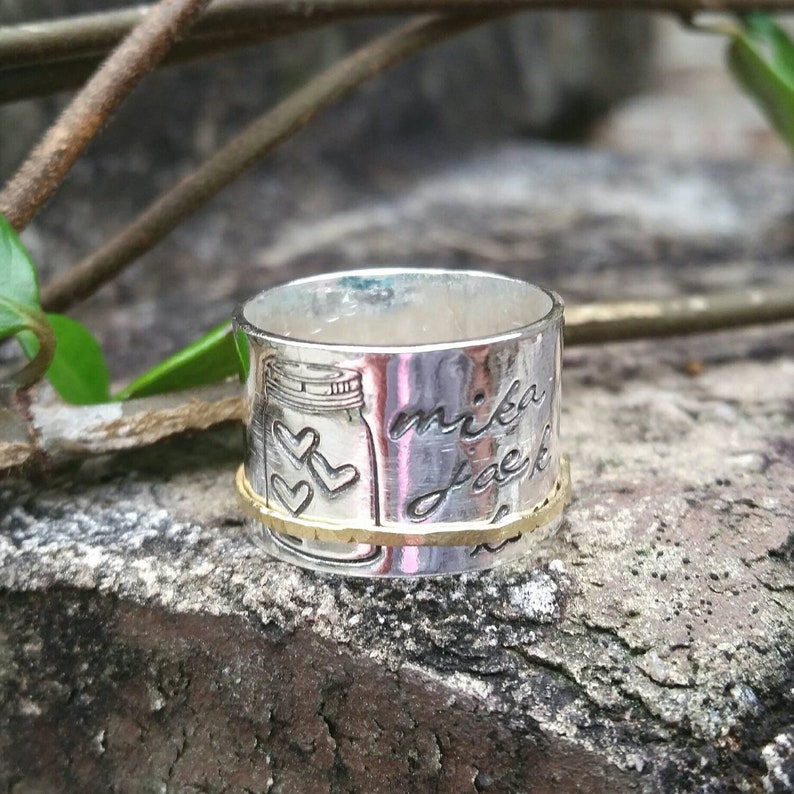 Custom hand stamped ring sterling silver personalized ring Etsy