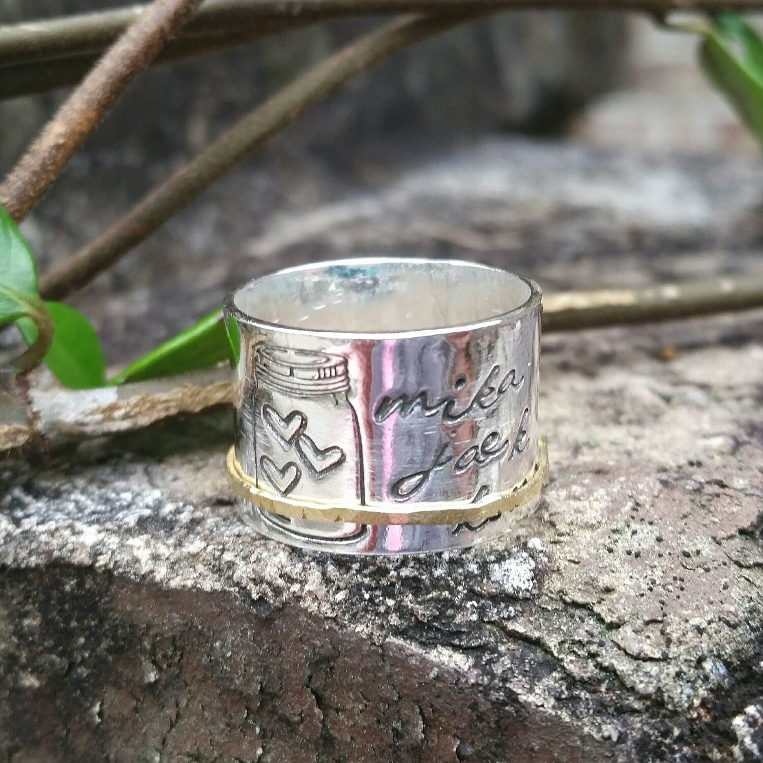 Custom hand stamped ring sterling silver personalized ring Etsy