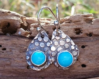 Sleeping beauty turquoise earrings, Eco Friendly Earrings, Sterling Silver Earrings, drop earrings, recycled sterling, 11th anniversary gift