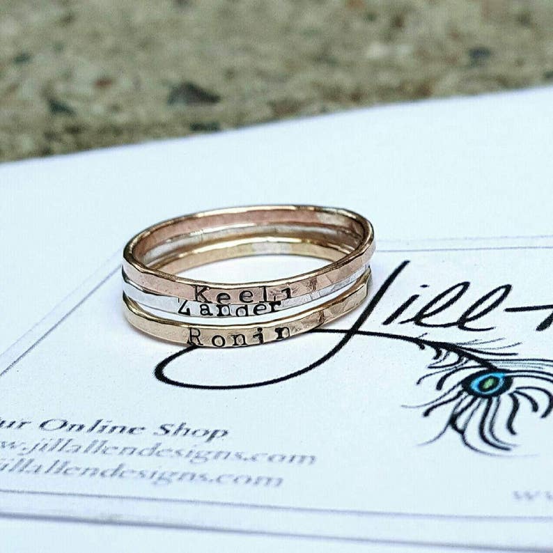 Personalized Stacking Rings Rose Gold Ring Sterling Silver Etsy