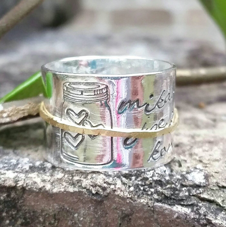 Custom hand stamped ring sterling silver personalized ring Etsy