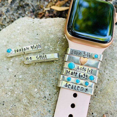 NEW 3 Engraved Apple Watch Bands with Charms Monogrammed Smart Watch Charm Set | Marleylilly main image 2