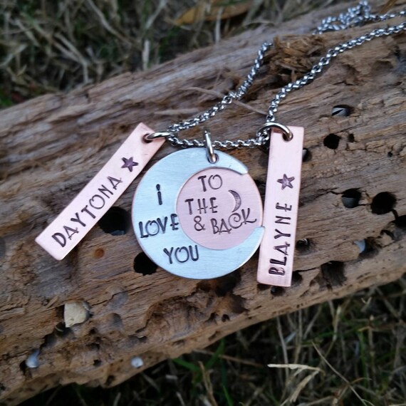Personalized I Love You to the Moon and Back Necklace, Hand