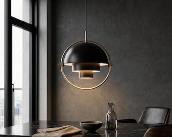Black Dome Pendant Light, Scandinavian Japandi Hanging Ceiling Lamp