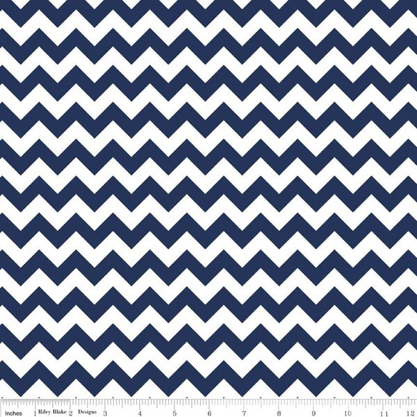 NAVY SMaLL CHEVRON KNIT fabric by Riley Blake One Yard