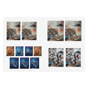 Vintage Travel Collage Sticker Sheet | Vintage Map Camera Postcard Stickers