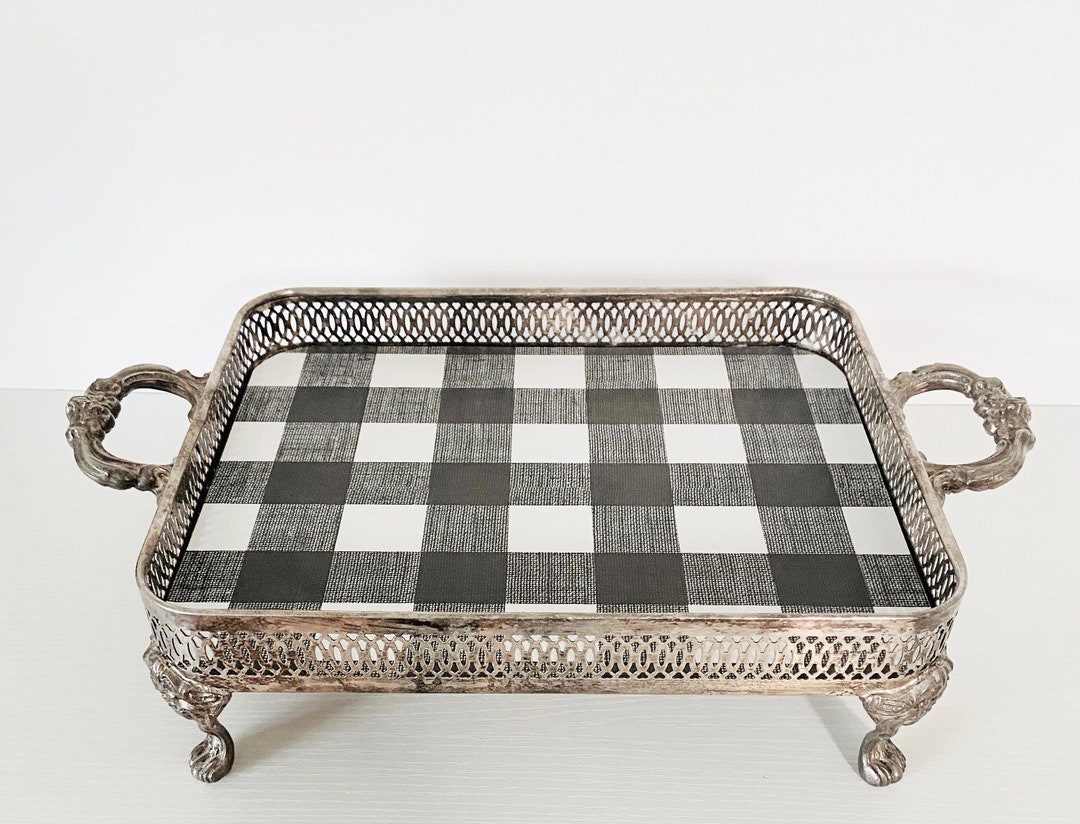 Vintage Silver Tray Upcycled Vintage Bar Tray Buffalo Etsy