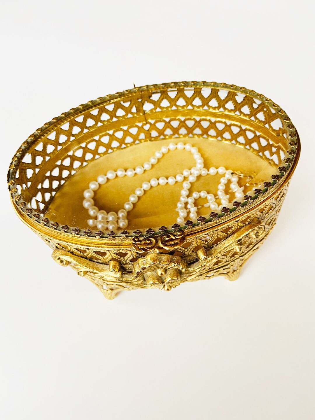 Vintage Brass Jewelry Box Ring Box Gold Box Jewelry Brass Box