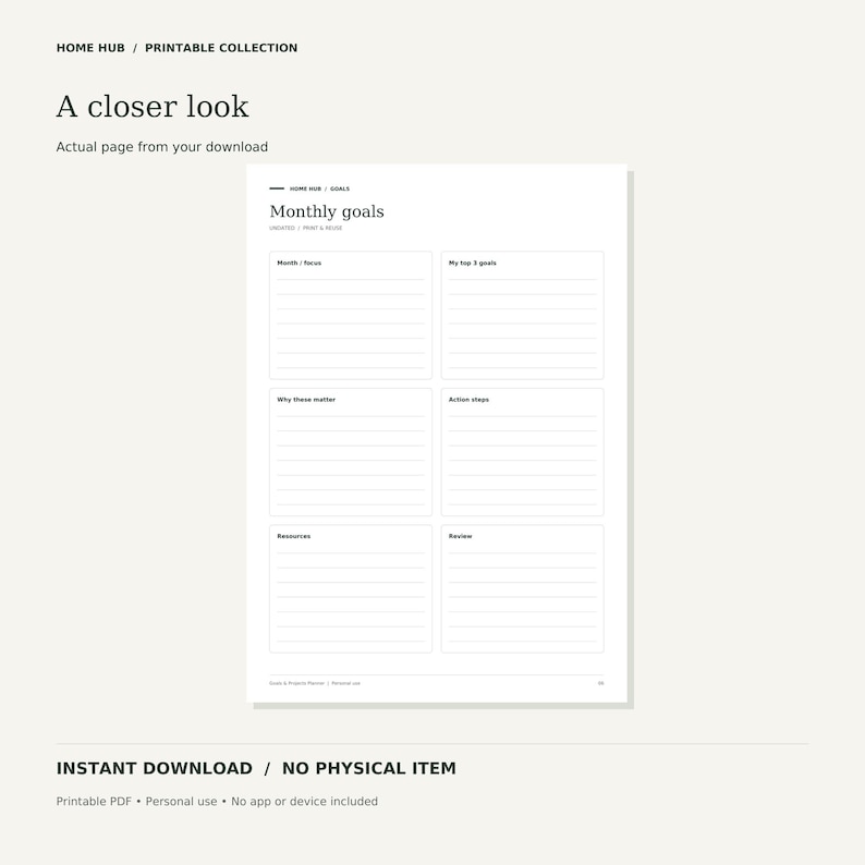 Goal Setting Planner Printable, Project and Action Plan Templates ...