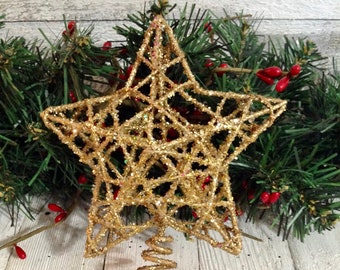 4.5" Wide Gold Wire Star Tree Topper, Mini Small Tree, Gold Christmas Decor