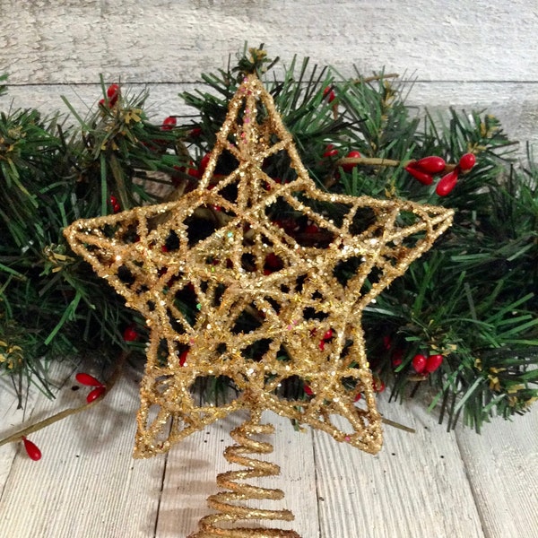 4.5" Wide Gold Wire Star Tree Topper, Mini Small Tree, Gold Christmas Decor