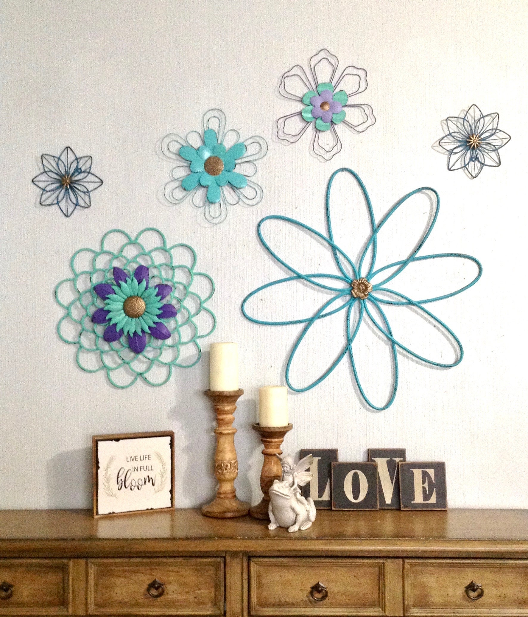 IronMetalWire Flower Wall Art 'Tranquil Nights' / 6 Etsy