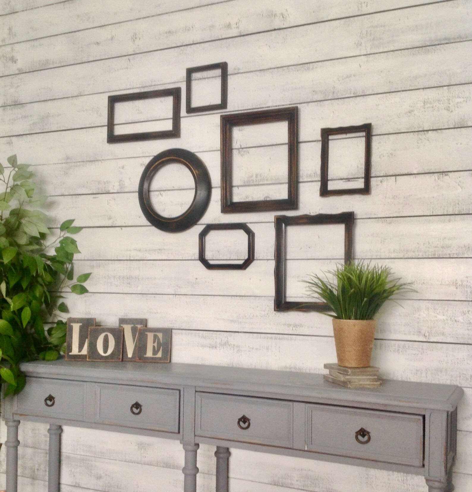 Black Wood Wall Frames Set of 7 Empty Wall Frame Gallery Etsy