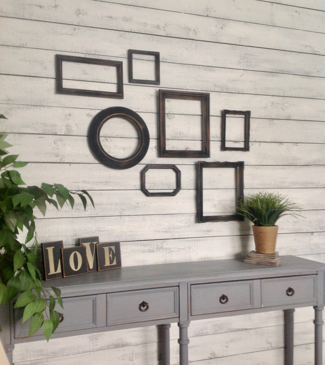 Black Wood Wall Frames Set of 7 Empty Wall Frame Gallery Etsy