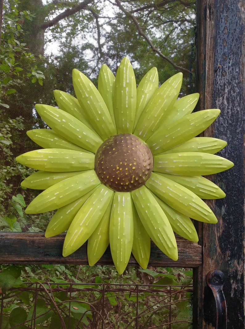12 Citrus Green Metal Flower Metal Wall Art Metal Etsy