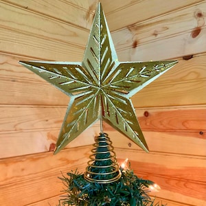 10" Glittery Gold Dimensional Filigree Star Christmas Tree Topper, Large Tree