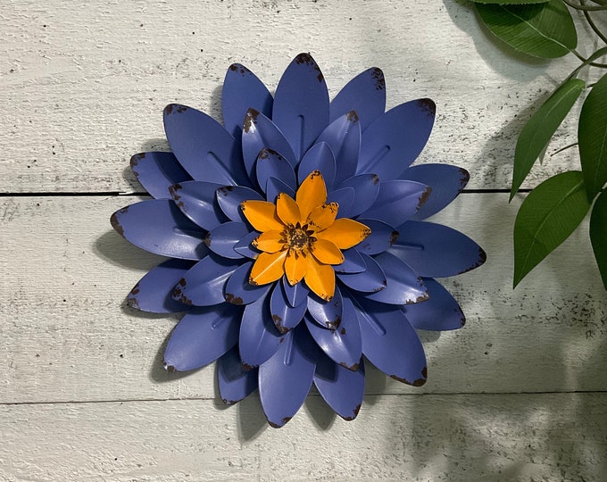 16 Blue Flower Wall Decor Hand Painted Blue Front Door Fence Wall Patio