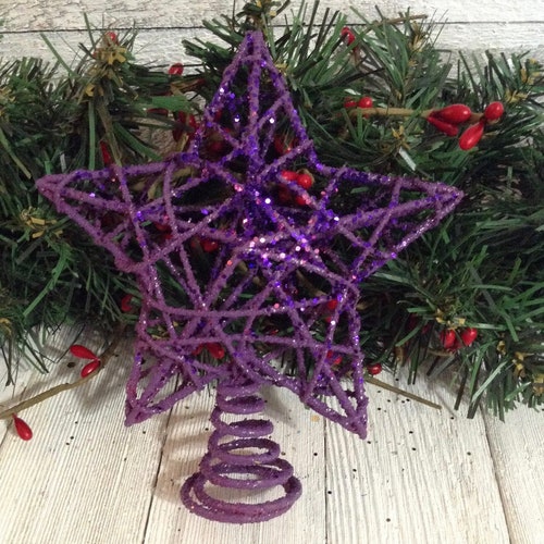 4.5” Purple Wire Star Tree Topper, Purple Star Tree Topper, Small Mini Little Tree, Purple Christmas Decor