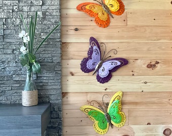 Large Double Wing Butterfly Wall Decor 14" Wide*Metal Ornate Butterfly Fence & Wall Decor*Butterfly Home Decor*Indoor Outdoor Hanging Decor