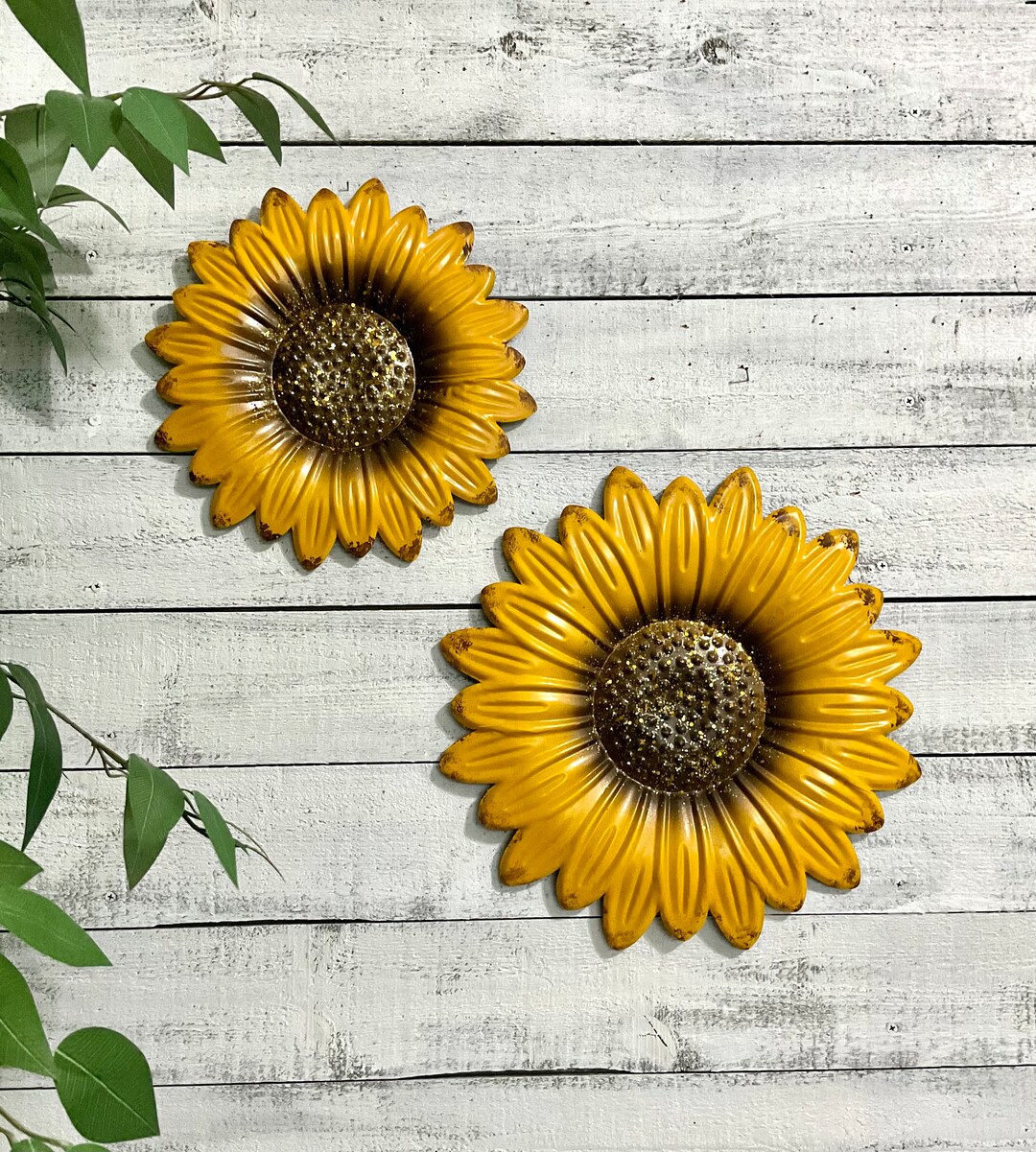 Textured SUNFLOWER for Hanging 15 & 12 / Yellow Sunflower Wall Fence