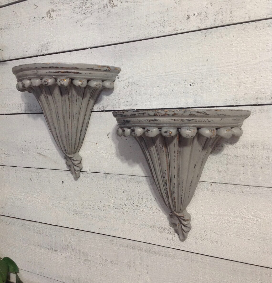 Pair of Gray Wall Shelves Gray Wall Decor Cottage Shabby | Etsy