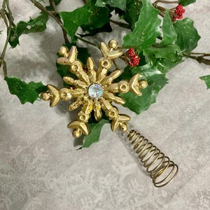 Mini Sparkly Gold Snowflake Tree Topper 2.5&quot; Wide - Tiny Christmas Tree Topper - Gold Christmas Decor - Mini Christmas Tree - Christmas