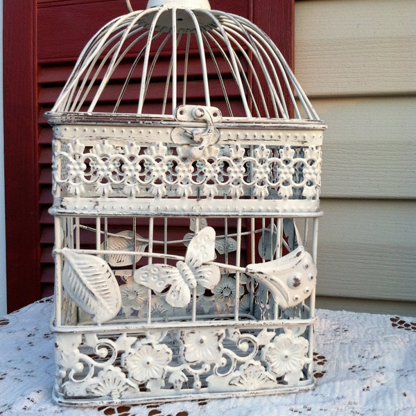 Square White Country French Bird Cage / Wedding / Garden