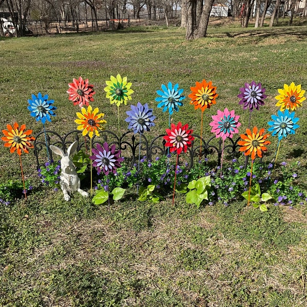 Metal Flower Garden Stakes Etsy