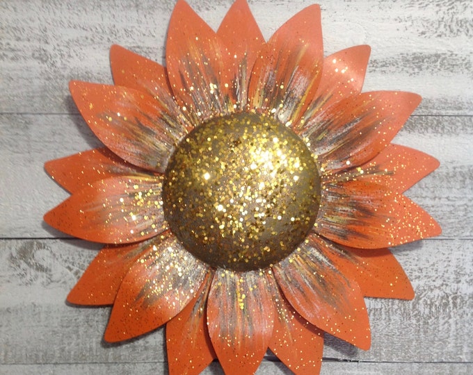 15 Hand Painted Metal Sunflower Orange Front Door Decor Etsy