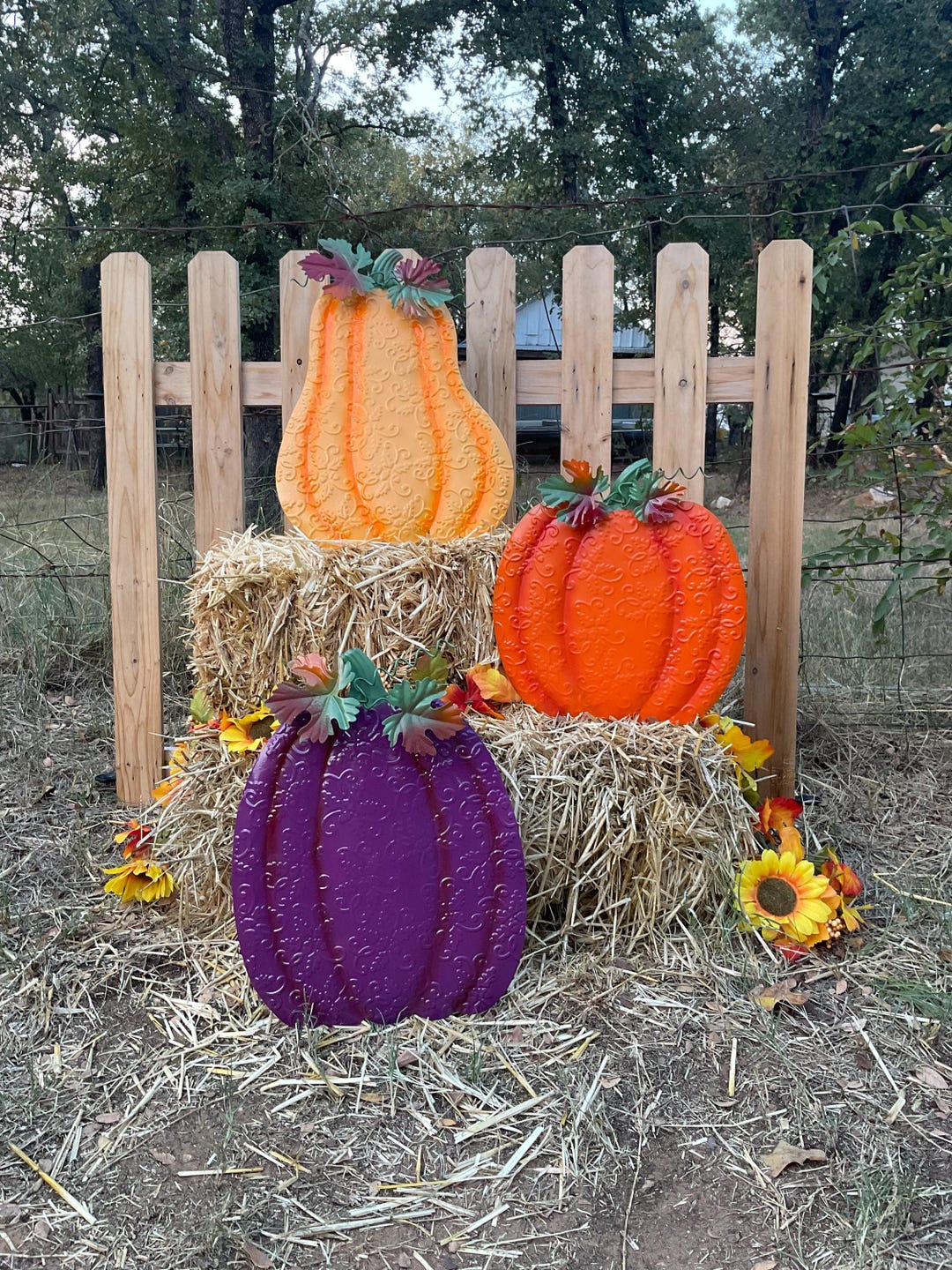 Large Metal Easel Pumpkin Garden Stakes, Fall Yard Decor - Etsy
