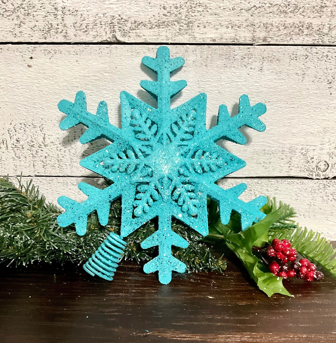 Layered Snowflake Tree Topper 8 Wide Glittery White Medium Christmas