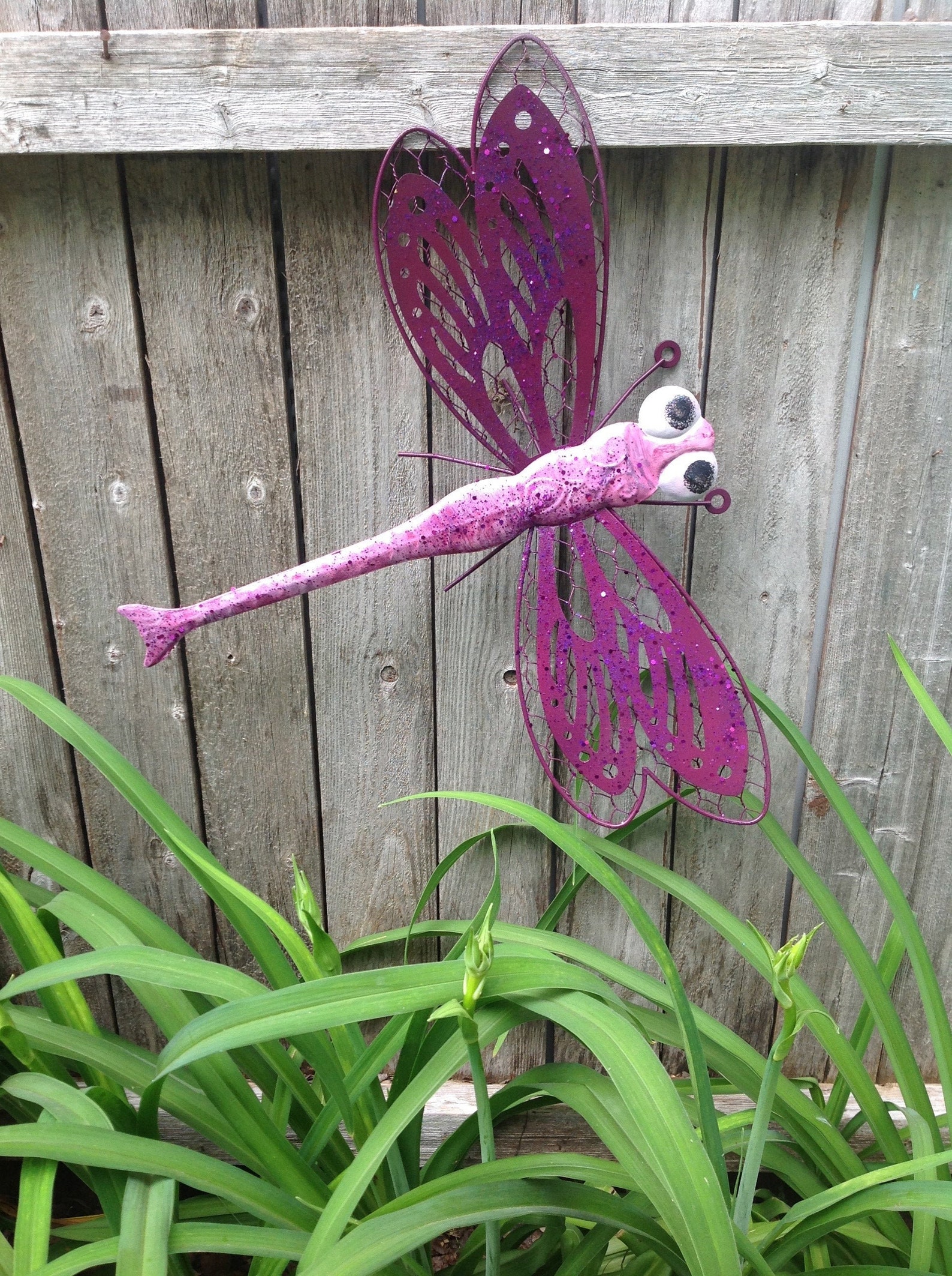 Large Metal Dragonfly Fence Art / Purple Dragonfly Wall Decor Etsy