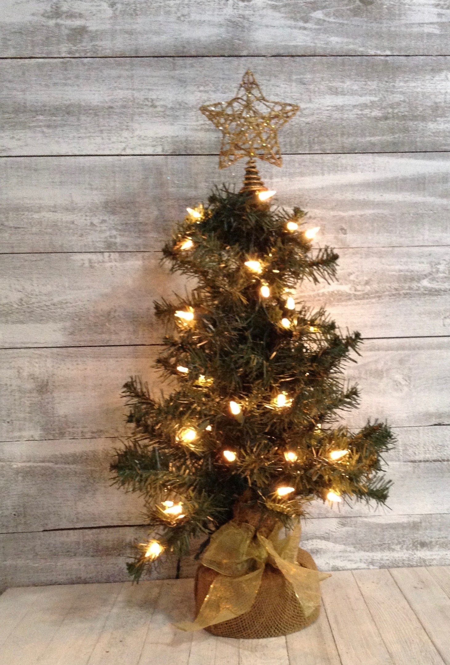 Gold Star Wrapped Wire Trees Large