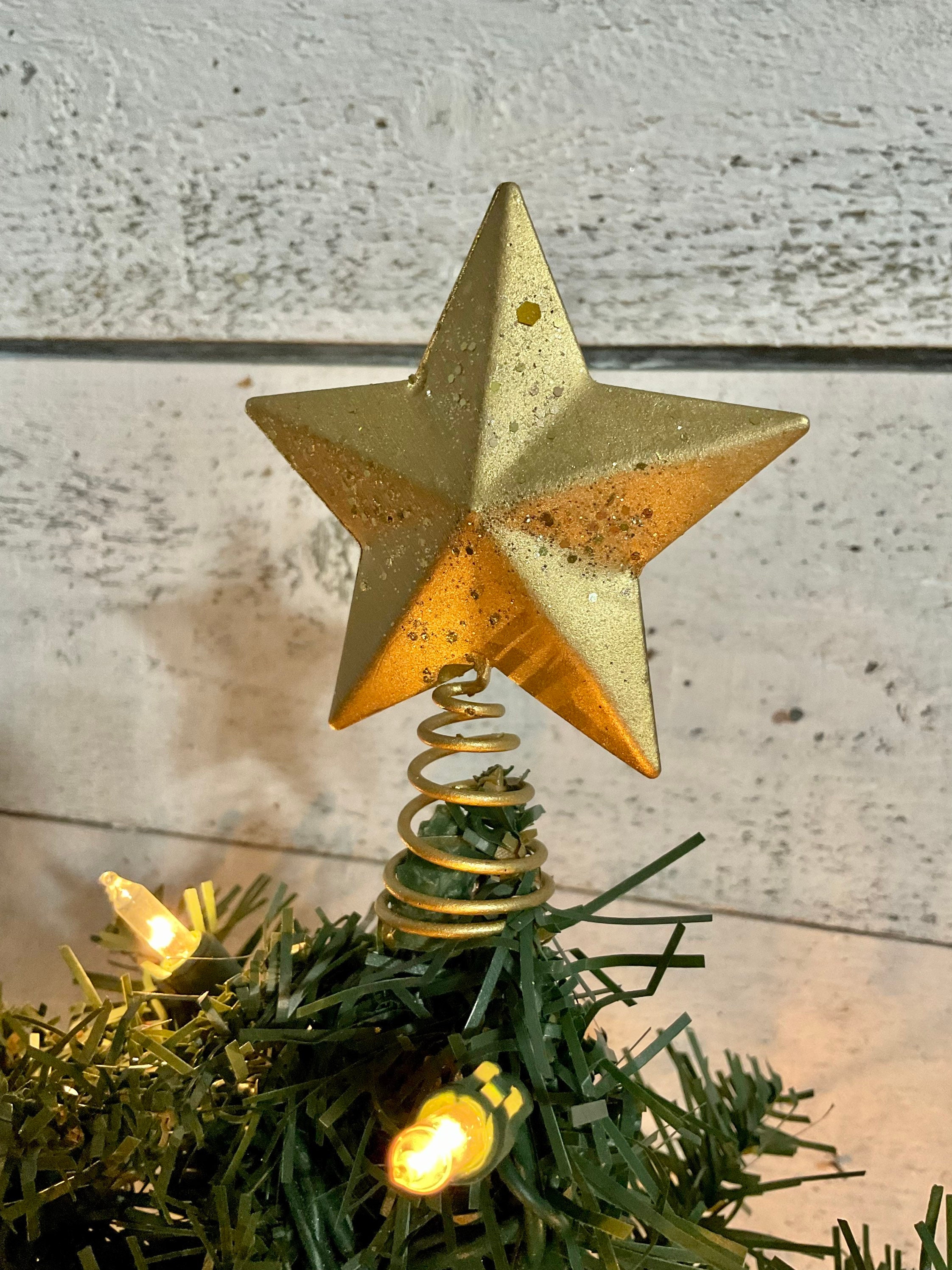 Gadpiparty 20Pcs Mini Golden Star Christmas Tree Toppers - 6cm Treetop Ornaments For Tabletop Trees
