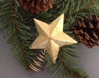Gold Mini Glittered Star Tree Topper 3.5" Tall” Metal Star, Little Small Tiny Gold Christmas Tree Star, Table Top Christmas Tree Decor