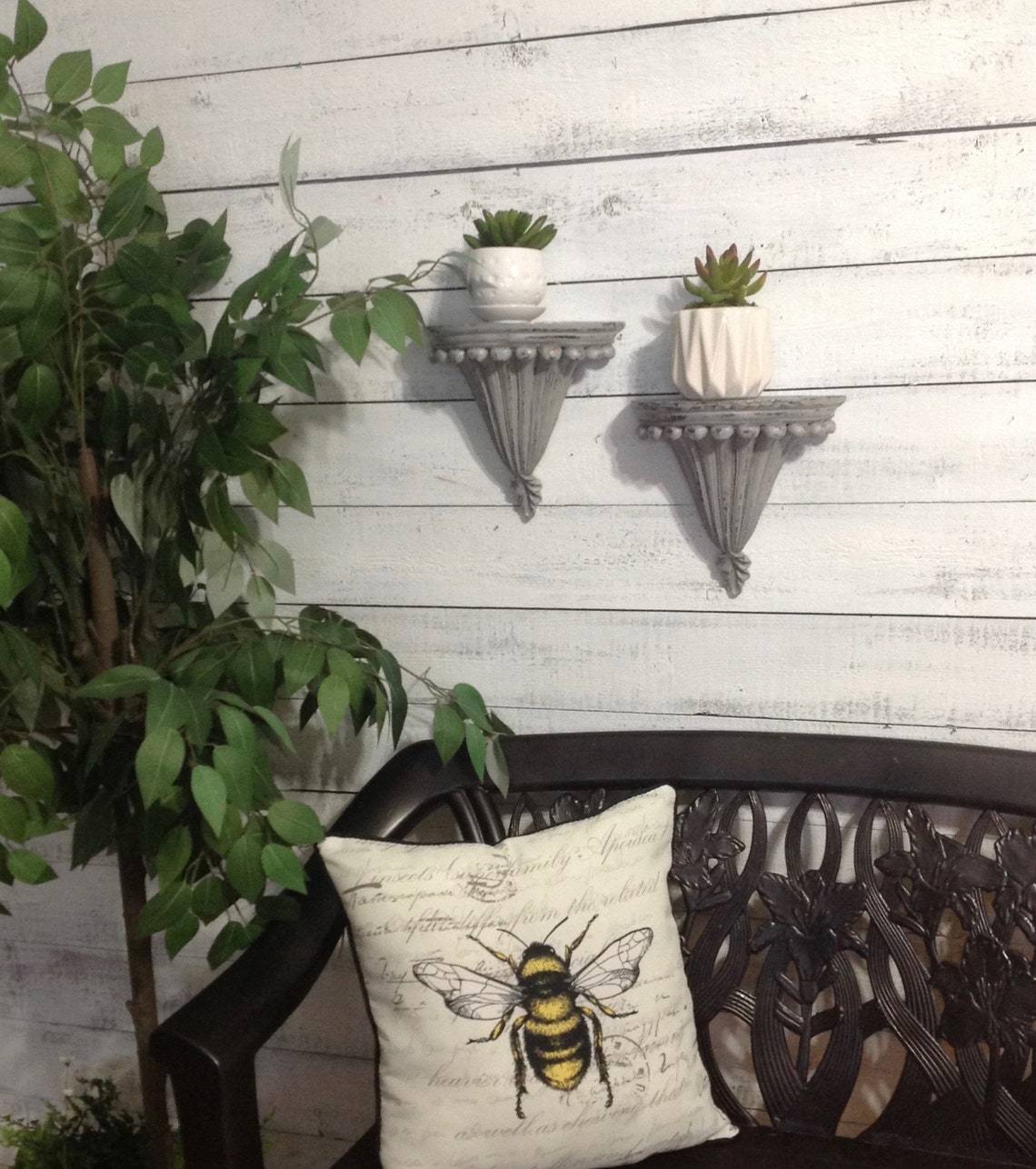 Pair of Gray Wall Shelves Heavy Gray Wall Decor Cottage | Etsy