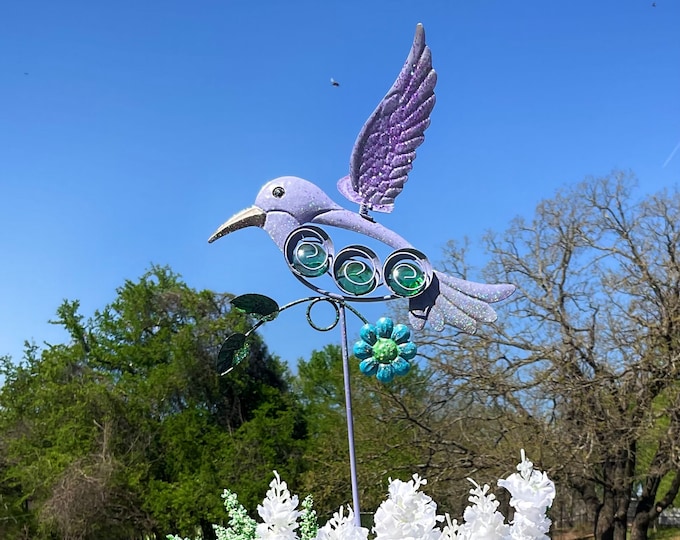 John's Studio Metal Hummingbird Wall Decor Bathroom Glass Art Iron Sculpture Outdoor Hanging Decoration For Home Bedroom Garden Patio Porch Or Fence - Green