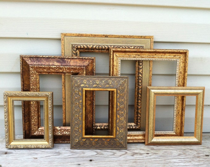 6 Gold Open Frames Wall Gallery / Hanging Wall Frames Etsy
