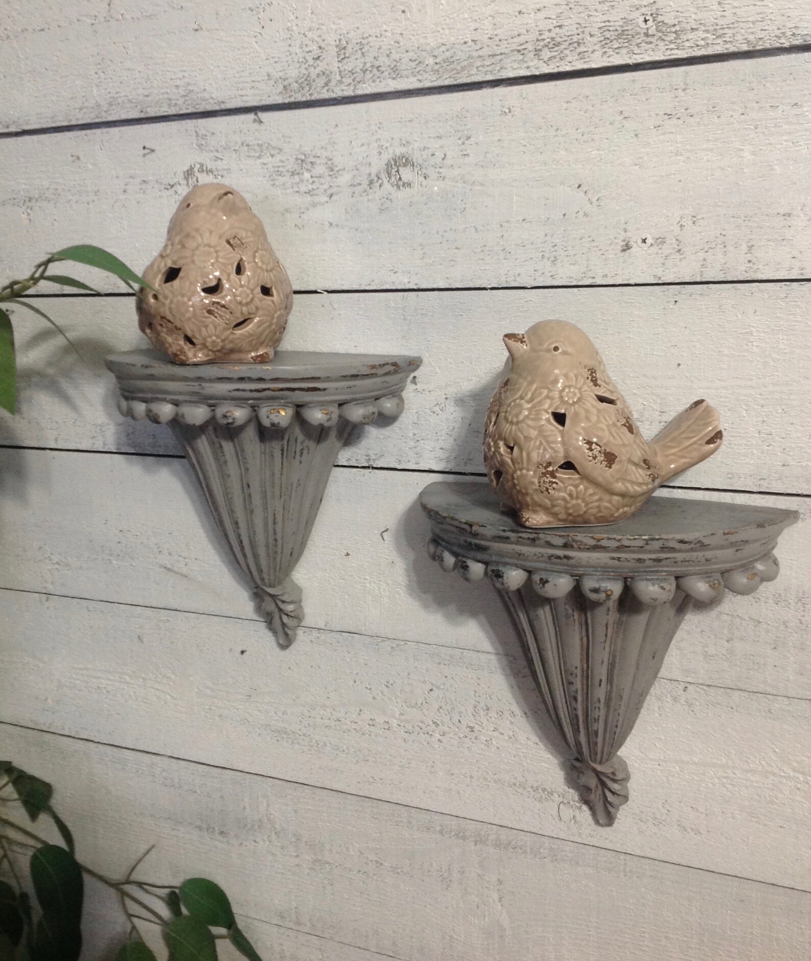 Pair of Gray Wall Shelves Heavy Gray Wall Decor Cottage | Etsy