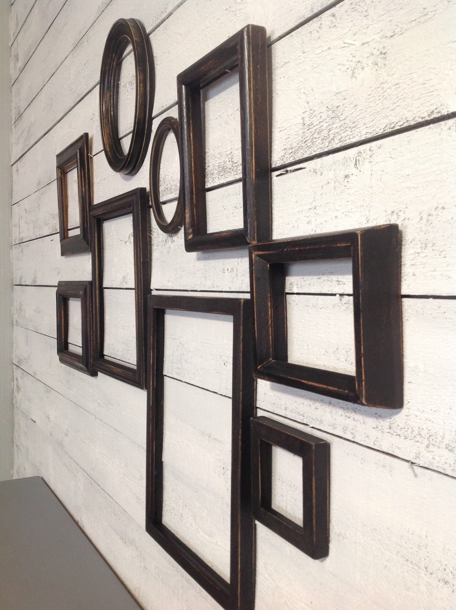 Black Wood Wall Frames Set of 9 Empty Wall Frame Gallery Etsy