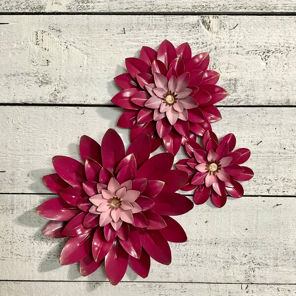 Pink Metal Flowers Etsy