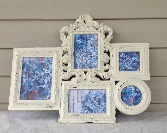White Shabby Chic Frame Collage Large Wall Collage 4 X 6 Etsy